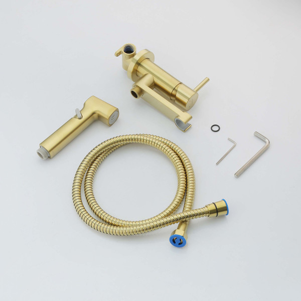 Смеситель с гигиеническим душем Aquatek Ника золото шлифованное (AQ1819BG)