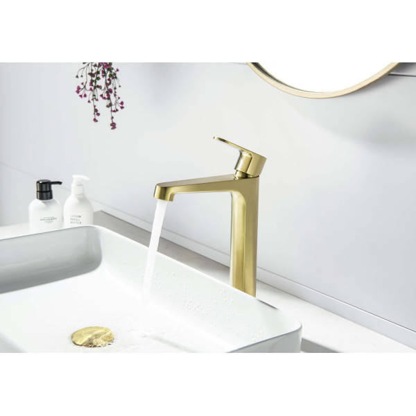 Смеситель для раковины Aquatek Оберон шлифованное золото (AQ1204BG)