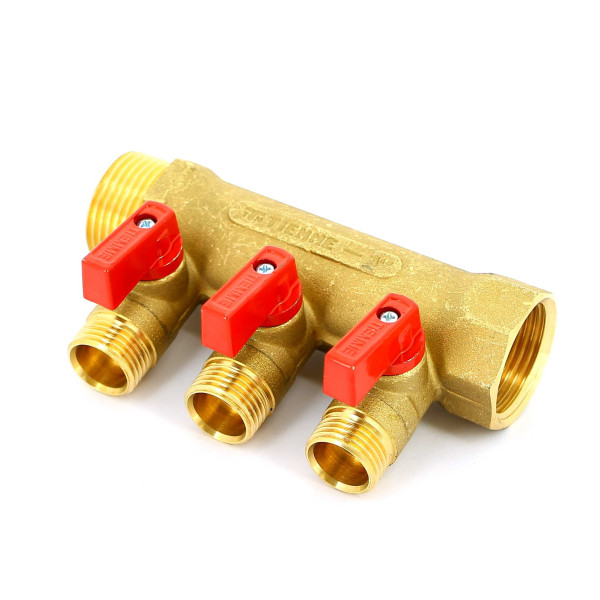 Коллектор с шаровыми кранами Tiemme NINO 3 выхода 1*1/2"(16) (латунь) (1820005) Коллектор с шаровыми кранами Tiemme NINO 3 выхода 1*1/2"(16) (латунь) (1820005)
