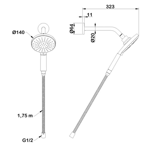 Душевой гарнитур Swedbe Calypso с магнитным держателем хром (5013)