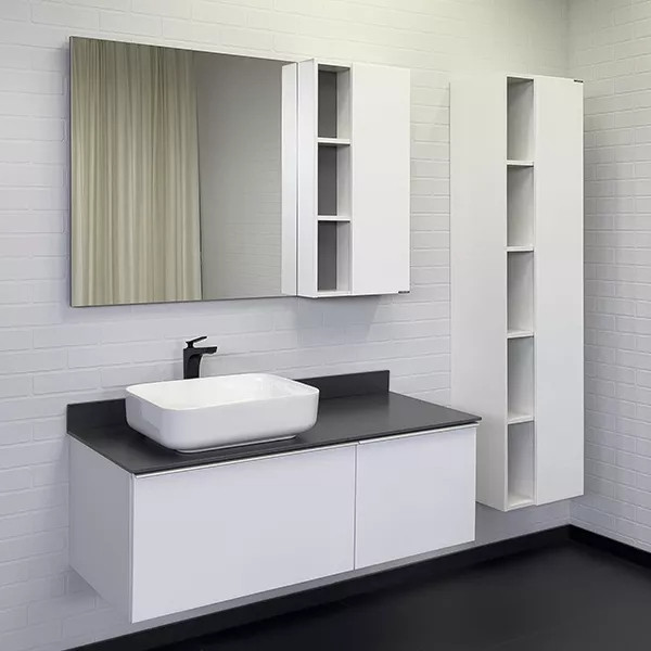 Тумба подвесная с раковиной Comforty Милан 1200x520x545 белый глянцевый/графит (00-00013784)