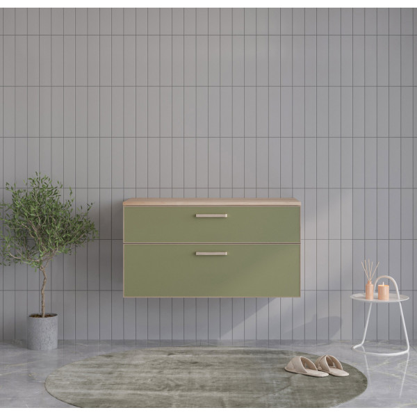 Тумба подвесная Orka Salerno 960x500x520 зеленый матовый, светлое дерево (3008781)