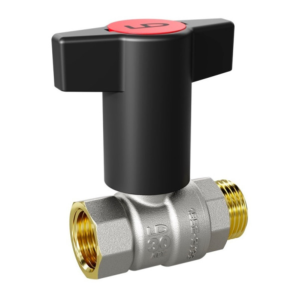 Кран 3/4" ВН шаровый LD Pride (чёрная Т-образная ручка) (LD 47.342.20)