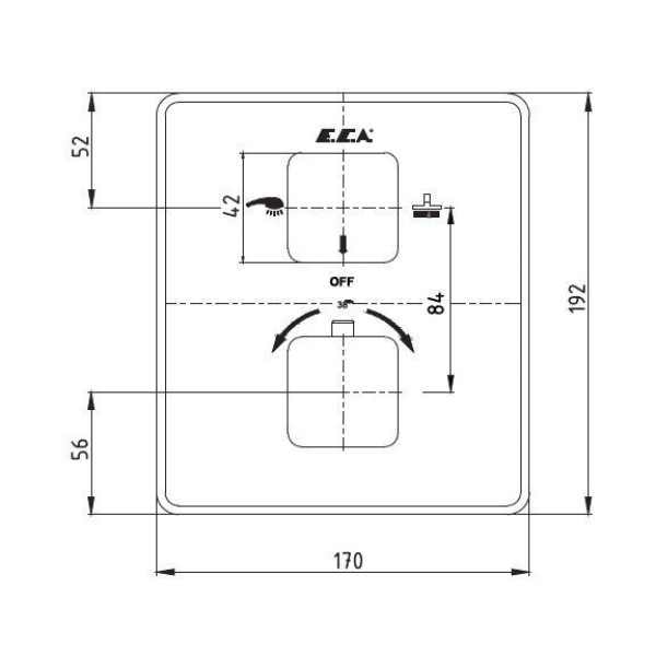 Смеситель для ванны и душа E.C.A. внешняя часть хром (102167216EX-KDE)