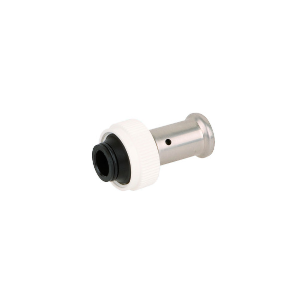 Соединение прямое 20х3/4"(18) евроконус с накидной гайкой Henco PVDF (пресс, белое) (19PKW-2005)