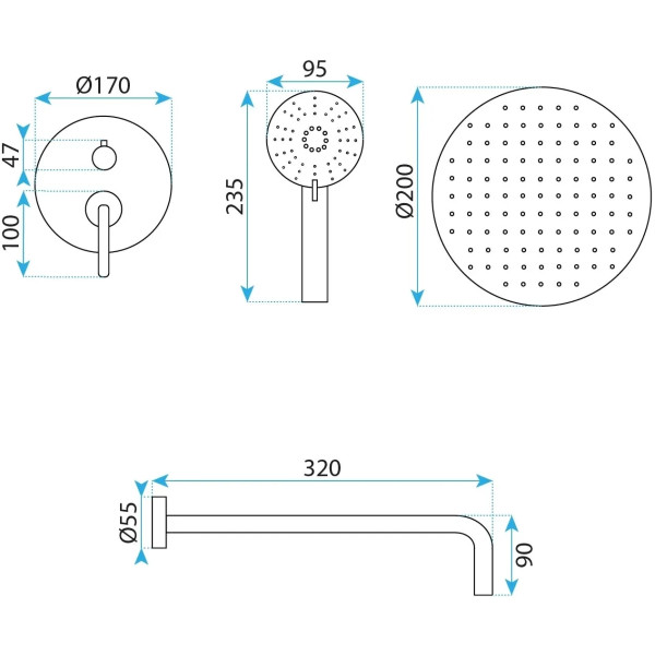 Душевая система Rea Ontario + Box Titanium (REA-P5504)