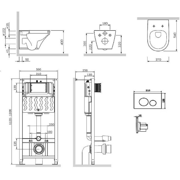 Комплект инсталляция с унитазом и клавишей AM.PM Inspire (IS49001.501700)
