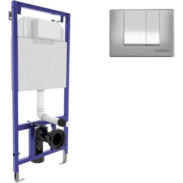 Инсталляция для подвесного унитаза Berges NOVUM S2 с клавишей (040242) матовый хром Инсталляция для подвесного унитаза Berges NOVUM S2 с клавишей (040242) матовый хром