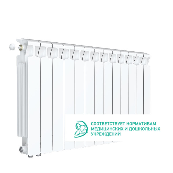 Радиатор биметаллический Rifar Monolit Ventil L 500 (13 секций, НП лев подкл. 50 мм.) (RM50013VL)