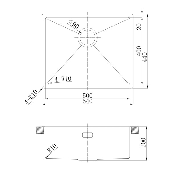 Мойка для кухни врезная Lemark Olanga 540 540x440 черный матовый (9932128)