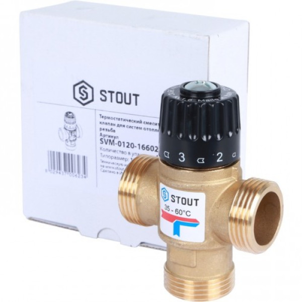 Вентиль термостатический смесительный Stout 1" НР 35-60°C, KVs 1,6 SVM-0120-166025 Вентиль термостатический смесительный Stout 1" НР 35-60°C, KVs 1,6 SVM-0120-166025