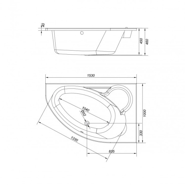 Ванна акриловая Cersanit Kaliope 1530х1000х450 R (P-WA-KALIOPE*153-RNL)