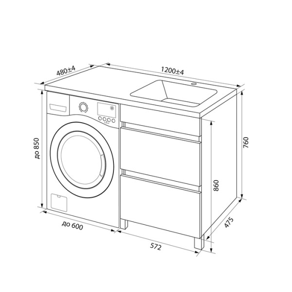 Тумба для стиральной машины с раковиной Iddis Optima Home белая (OPH12RBi95K) Тумба для стиральной машины с раковиной Iddis Optima Home белая (OPH12RBi95K)