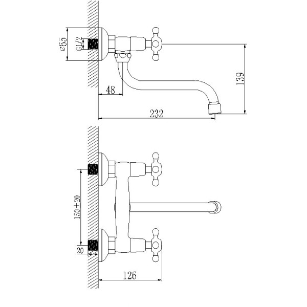 Смеситель для кухни Lemark Standard настенный (LM2111C)