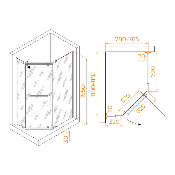 Душевой уголок RGW Passage 80x120 стекло прозрачное, профиль черный (35089182-14) Душевой уголок RGW Passage 80x120 стекло прозрачное, профиль черный (35089182-14)