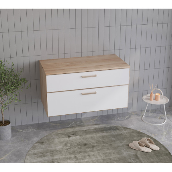 Тумба подвесная Orka Salerno 960x500x520 белый матовый, светлое дерево (3008782)