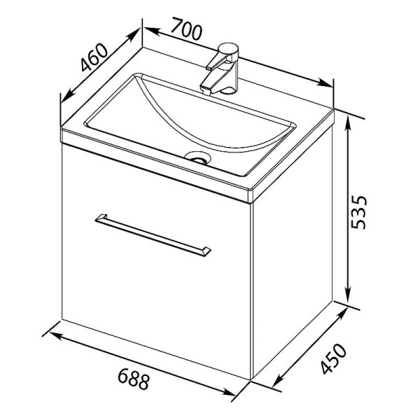 Тумба подвесная Aquanet Порто 70 белый (00241747)