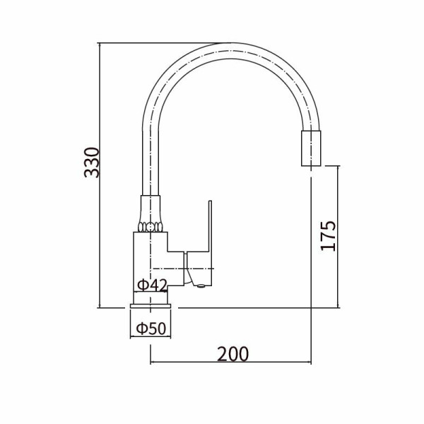 Смеситель для кухни Fashun с гибким изливом сатин/чёрный (A54302-7)