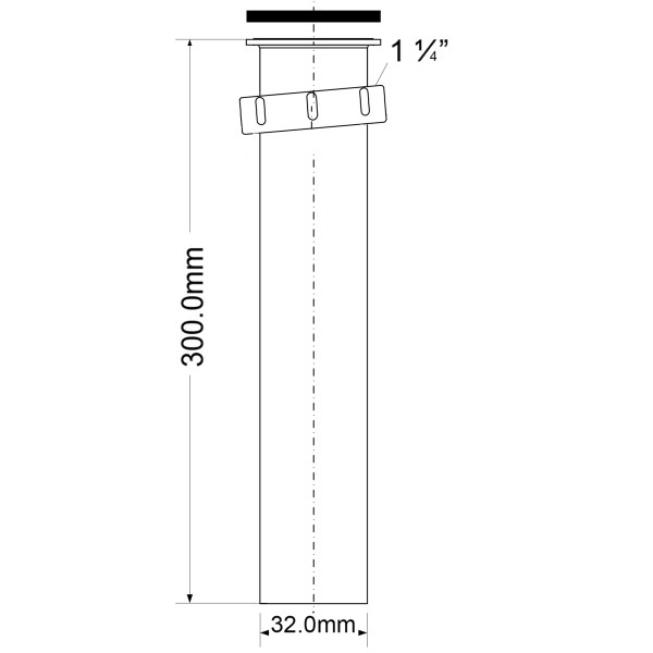 Отвод 32*300 мм. с накидной гайкой прямой (хром) McAlpine (STALK-300KN-CPB)