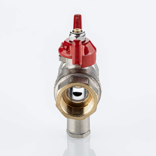 Кран 1/2" ВВ шаровый с патрубком под датчик температуры Valtec Base-ГОСТ (красная бабочка) VT.247S.N.04