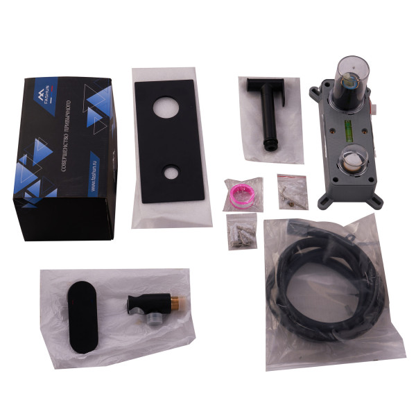 Смеситель с гигиеническим душем Fashun встраиваемый чёрный (A7585-7)