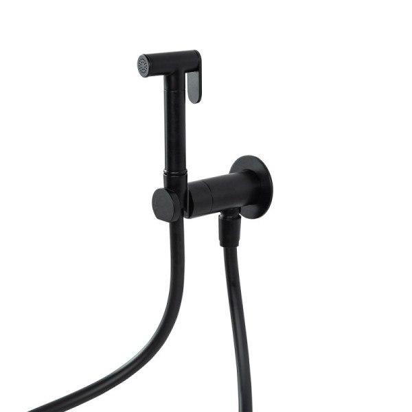 Смеситель с гигиеническим душем Cezares leaf встраиваемый, черный матовый (LEAF-DIF-NOP)