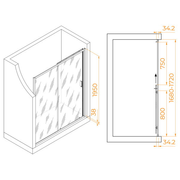 Душевая дверь RGW Passage 170x195 стекло прозрачное, профиль золото BRUSH (41081417-16) Душевая дверь RGW Passage 170x195 стекло прозрачное, профиль золото BRUSH (41081417-16)