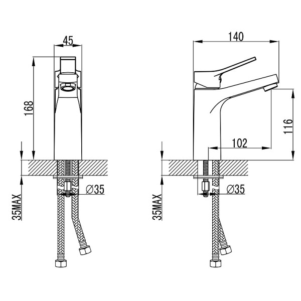 Смеситель для раковины Azario хром (AZ-HU245903)