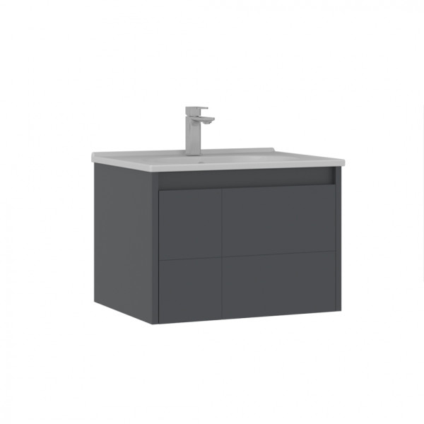 Тумба подвесная Orka Likya 650x500x460 с раковиной антрацит матовый (5002493)