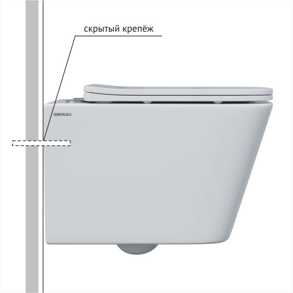 Комплект инсталляция с унитазом Berges Novum525 c с кнопкой L3 хром глянец, унитаз FLOE S Rimless, сиденье Floe S Slim SO (043242)