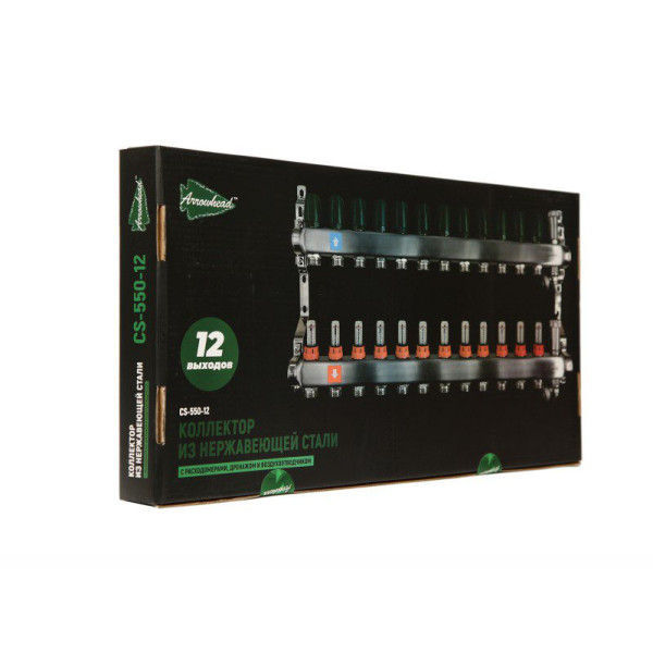 Коллекторная группа 12 отводов 1"х3/4" Arrowhead с расходомерами, дренажом и воздухоотводчиком нерж.сталь (CS-550-12) Коллекторная группа 12 отводов 1"х3/4" Arrowhead с расходомерами, дренажом и воздухоотводчиком нерж.сталь (CS-550-12)