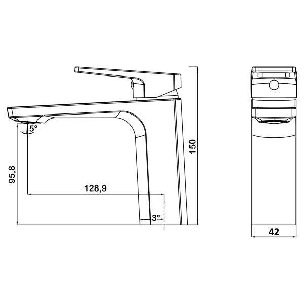 Смеситель для раковины Swedbe Kronos черный (2010B)