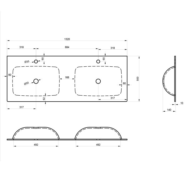 Тумба подвесная Orka Lisbon 1320x500x350 с раковиной кашемировый матовый (5001441)