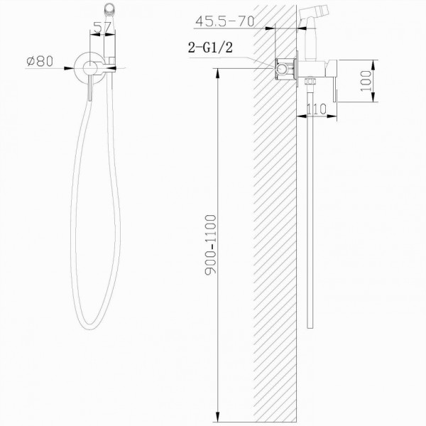 Смеситель с гигиеническим душем Abber Wasser Kreis никель (AF8125NG)