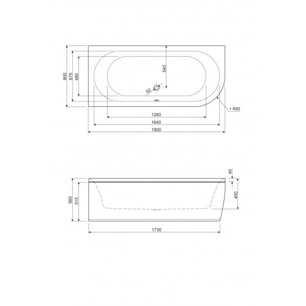 Ванна акриловая Cezares Metauro 180x80x56 левосторонняя белый (METAURO CORNER-180-80-40-L-W37)