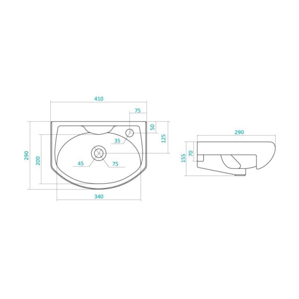Раковина подвесная Santek Азов-40 290х410х155 (1WH110254) Раковина подвесная Santek Азов-40 290х410х155 (1WH110254)