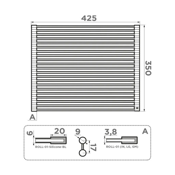 Коврик для мойки Omoikiri ROLL-01-IN 425x350 черный (4997003)