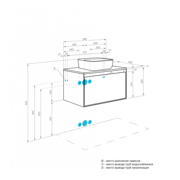 Тумба подвесная Aquaton Либерти 682x430x390 дуб эльвезия, белый (1.A279.8.01L.YC7.0) Тумба подвесная Aquaton Либерти 682x430x390 дуб эльвезия, белый (1.A279.8.01L.YC7.0)