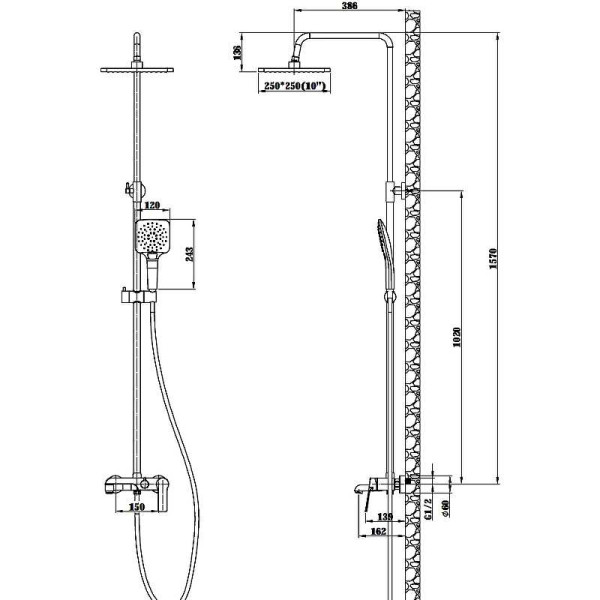 Душевая система Esko Singapore black хром (ST300BL)
