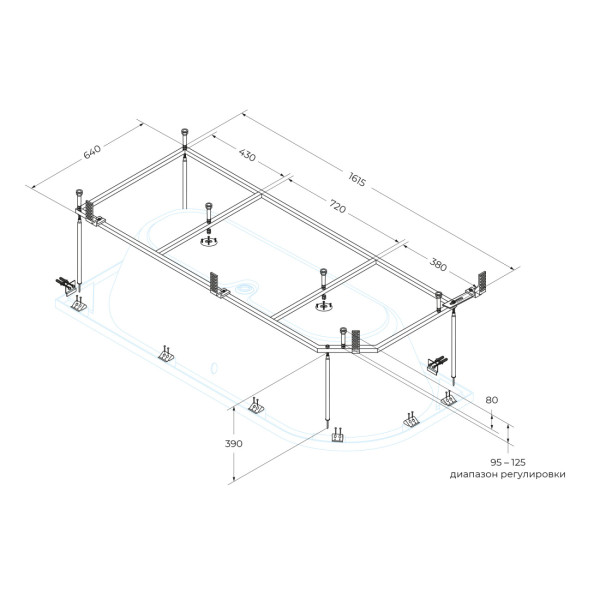 Каркас для ванны Cezares 161,5x64x47 (METAURO CORNER-MF) Каркас для ванны Cezares 161,5x64x47 (METAURO CORNER-MF)