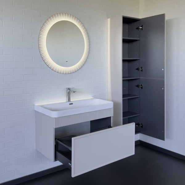 Тумба подвесная Comforty Турин 810x510x465 дуб белый матовый с раковиной (00-00009124)