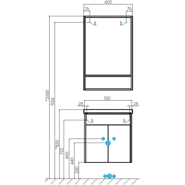 Шкаф зеркальный Aquaton Флай 60 Дуб Крафт бел (1A237602FA860)
