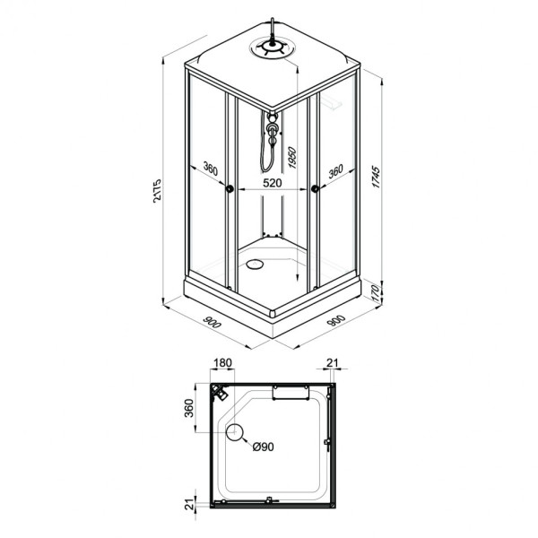 Душевая кабинаTriton Стандарт 90x90 стекло матовое, профиль белый (DK356)