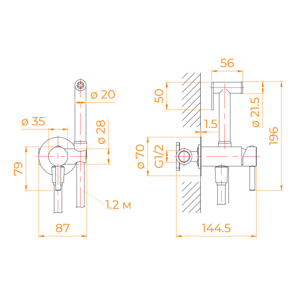 Смеситель с гигиеническим душем RGW Shower Panels хром (581408211-01)