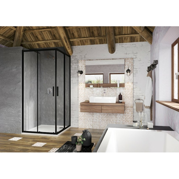 Душевой уголок Ravak Blix 90x90x195 стекло прозрачное, профиль черный матовый (X1LM7030Z1)