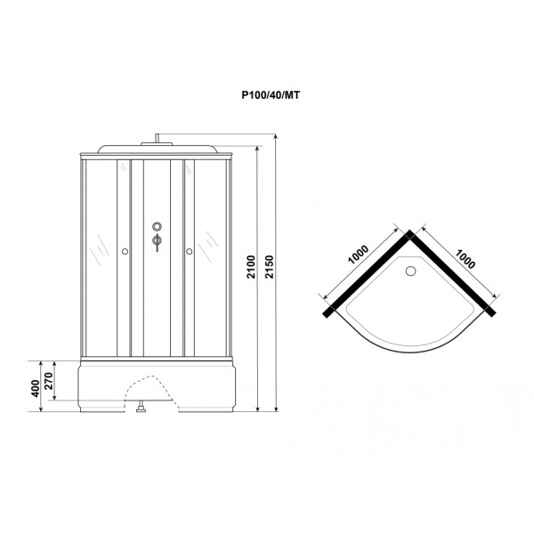 Душевая кабина Promo 100x100 стекло матовое, профиль белый (P100/40/MT)