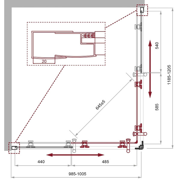 Душевой уголок BelBagno Uno-195 120x100x195 стекло прозрачное, профиль хром (UNO-195-AH-2-120/10-C-Cr)