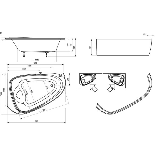 Ванна акриловая Ravak Love Story II 196х139 R белая (C781000000) Ванна акриловая Ravak Love Story II 196х139 R белая (C781000000)