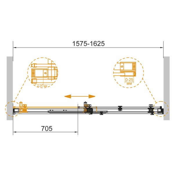 Душевая дверь Cezares Stylus-Soft 160x195 стекло прозрачное, профиль хром (STYLUS-SOFT-BF-1-160-C-Cr)