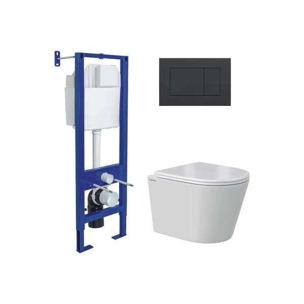 Комплект инсталляция с унитазом Berges Atom кнопка черная Soft Touch, унитаз Vita Rimless 49 см, сиденье с soft-close (043385) Комплект инсталляция с унитазом Berges Atom кнопка черная Soft Touch, унитаз Vita Rimless 49 см, сиденье с soft-close (043385)